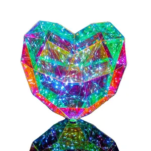 san valentin 2024 led light up bear HEART crystal glowing LED heart shaped pendant party supplies Longlive