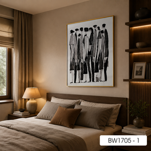 OEM ODM [อะคริลิคกระจกเงา] ภาพตกแต่งผนังสีดำและสีขาว รูปคนนามธรรม ภาพพิมพ์มินิมอล แนวตั้ง พร้อมกรอบตกแต่งสไตล์โมเดิร์น BW1705-1 - Product Image 3