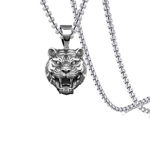 Collar De Hombre De Acero Inoxidable Tiger Head Pendant Lion Head Charm Pendant Stainless Steel Sweater <b>Chain</b> Necklace for Men - Product Image 1