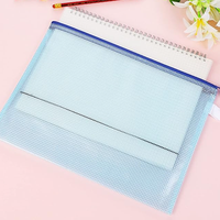 Pochette à fermeture éclair en maille sac de documents dossiers à fermeture éclair en plastique dossier de taille A4 sac de rangement de documents en papier d'examen fournitures scolaires