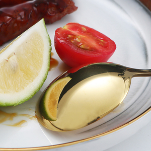 Bán Sỉ Bộ Dao Kéo Nhà Bếp Màu Vàng 24Ppcs Số Lượng Lớn Đồ Dùng Dẹt Bộ Dao Kéo Dẹt Bằng Thép Không Gỉ 410 - Product Image 6