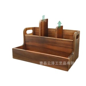 Wooden <b>kitchen</b> tableware storage box with handle, countertop condiment rack, spatula and spoon storage box - Product Image 1