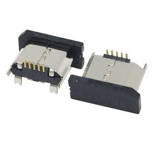 5 pièces Prise de soudure verticale - Prise <span class=keywords><strong>MICRO</strong></span> <span class=keywords><strong>USB</strong></span> Mike MK5P 180 degrés, port <span class=keywords><strong>femelle</strong></span> SMT, insertion droite avec broche de positionnement - Product Image 1