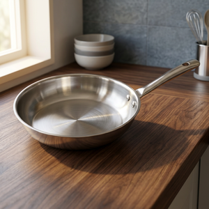 Sartén de acero inoxidable SS 304 de 24 cm con tapa, utensilio de cocina de inducción de alta resistencia para restaurante y uso doméstico. - Product Image 5