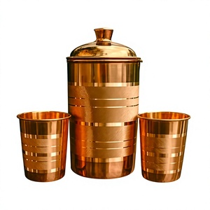 Pichet en cuivre martelé artisanal, écologique et classique, avec couvercle, capacité de 1,7 L, pour les boissons - Product Image 1