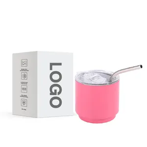 Food Grade Stainless Steel Mini 4oz Espresso Cup Shot with Straw Double Wall Insulated Mug with Lid