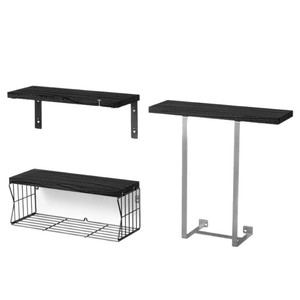 Étagère murale de rangement pour salle de bain, 3 niveaux, noire, avec porte-papier toilette et porte-serviettes, pour l'organisation de la salle de bain - Product Image 5