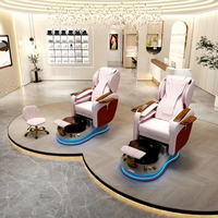 Équipement haut de gamme pour salon de manucure, fauteuil de massage électrique inclinable, fauteuil de pédicure de luxe avec spa pour les pieds et éclairage LED