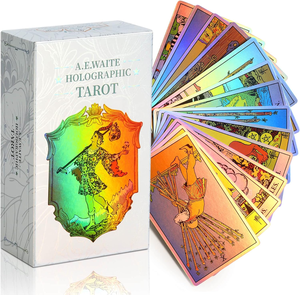 Jeu <span class=keywords><strong>de</strong></span> <span class=keywords><strong>cartes</strong></span> <span class=keywords><strong>de</strong></span> tarot holographiques MagicSeer Rainbow avec guide pour débutants - Product Image 1