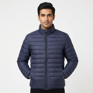 Chaqueta Clásica Azul Marino para Hombre, Plegable, de Piel de Oveja, Estilo Casual, Impermeable y Transpirable con Cierre de Cremallera - Product Image 1