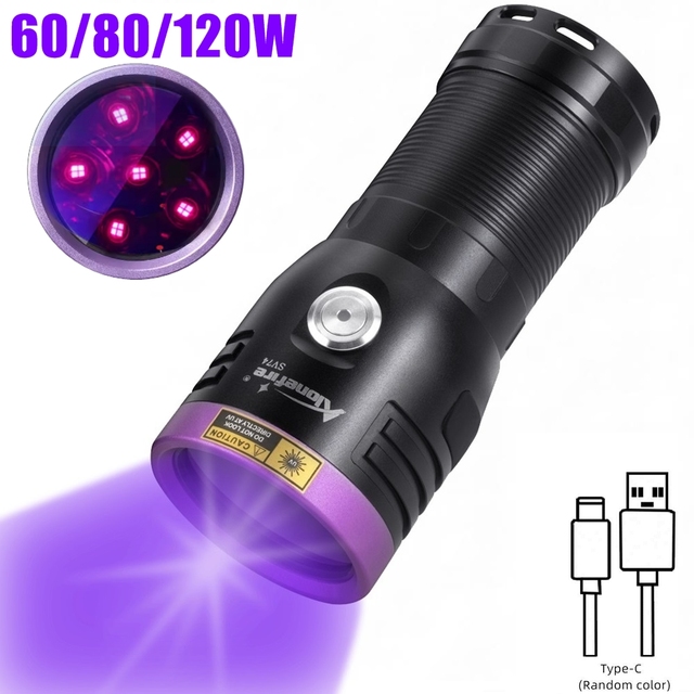 Alonefire SV74 80W UV Led Flashlight 365nm Powerful Detector Curing Uv Glue Pet Urine Ore Money Leakage Scorpions Marker Checker