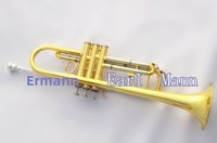 Ehrman Musical Instrument Brass Gold Lacquer BB Professional Trumpet with Tricolor Finish and High-grade Suitcase