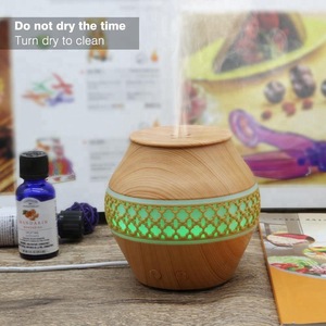 Wood Grain Aroma Diffuser 120Ml Ultrasonic <b>Humidifier</b> With Led Light For Home Use - Product Image 1