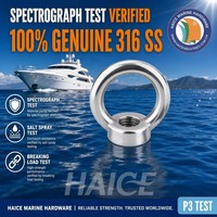 Écrou à œil de levage en acier inoxydable 316 marine M12 DIN582, boulon à œil de levage, accessoires de quincaillerie pour bateaux, kayaks, yachts