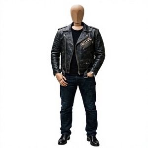 Chaqueta de Motocicleta de Cuero Genuino Personalizada OEM, Diseño Clásico Ajustado, Cierre de Cremallera Frontal, Logotipo, 300g, Negra, Resistente - Product Image 1