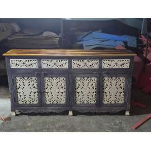 Buffet en bois massif pour la maison et l'hôtel, style rustique champêtre naturel, décor sculpté, pour salon - Product Image 2