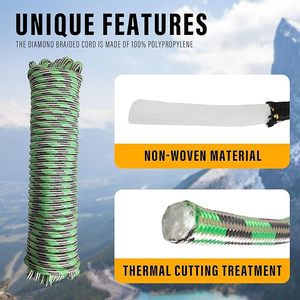 Diamond Braided Polypropylene Nylon Rope Mix Thick Heavy Duty Ropes High Strength Perfect for Clothesrope Camping Hiking - Product Image 3