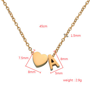 Collar Personalizado Cristiano de Acero Inoxidable Chapado en Oro con Colgante de Corazón, Letra Inglesa, Cuentas Pequeñas con Orificio, A-Z, para Parejas - Product Image 5