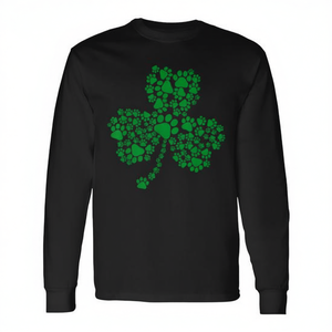 Camiseta de manga larga con estampado de pata de perro Shamrock St Patricks Day - Product Image 2