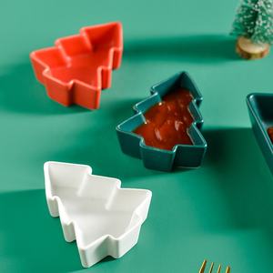 Plateau présentoir de service à thé assiette, <span class=keywords><strong>arbre</strong></span> de noë<span class=keywords><strong>l</strong></span> séparée plateau de Snack créatif ménage manche en bois, Restaurant créatif d'après-midi assiette - Product Image 2