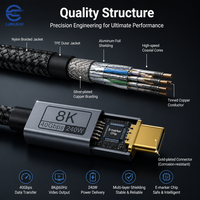 Kabel USB 4 Tipe C Kustom LUNGKAY 40Gbps 240W 8K untuk Transmisi Video, Peralatan Elektronik, Pengukuran Eksperimental