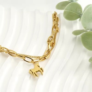 Pulsera de Unicornio de Diseño Exclusivo en Acero Inoxidable, Pulsera de Doble Capa de Acero de Titanio con Oro de 18k para Mujer, Joyería de Moda - Product Image 4