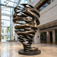 Sculpture abstraite en bronze sur mesure pour l'extérieur, art métallique moderne, statue pour la décoration de jardin, parc, paysage, finition patinée artisanale