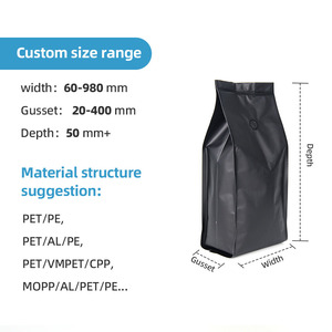 Sachet à soufflet latéral à quatre soudures avec impression mate, protection barrière hermétique PET/AL/PE et valve unidirectionnelle <span class=keywords><strong>pour</strong></span> grains de café - Product Image 2