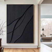 Peinture à l'huile sur toile texturée, grand format, moderne, peinte à la main, style Art déco, nature morte, décoration murale noire pour anniversaire