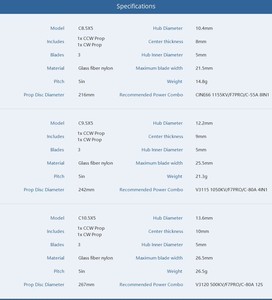 T-MOTOR c8.5 c9.5 c10.5 "FPV <span class=keywords><strong>RC</strong></span> Drone ba-cánh Quạt sử dụng cho UAV FPV drone bộ phận - Product Image 6