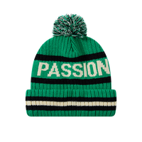 Bonnets d'hiver en jacquard à rayures avec logo personnalisé, fabrication directe d'usine, pompon brodé