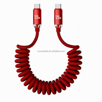Kabel Spiral untuk Mobil Gaming 120W Pengisian Daya Super Cepat USB Tipe C Kabel Nilon Terjalin untuk Ponsel Tablet Perjalanan Kantor