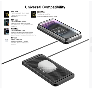 <span class=keywords><strong>Chargeur</strong></span> de support de voiture sans fil 15W <span class=keywords><strong>Tapis</strong></span> de <span class=keywords><strong>chargeur</strong></span> de voiture sans fil Câble USB intégré rapide <span class=keywords><strong>Chargeur</strong></span> de téléphone sans fil mobile automatique - Product Image 4