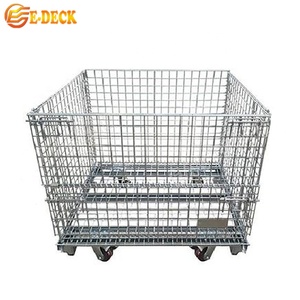 Conteneur de stockage pliable avec roulettes, <span class=keywords><strong>grille</strong></span> de recyclage en fil de zinc métallique, boîte de palette en <span class=keywords><strong>acier</strong></span> - Product Image 2