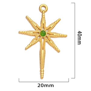 Ciondolo a Stella <span class=keywords><strong>in</strong></span> Acciaio Inossidabile con Pietra Naturale, Charm Placcato <span class=keywords><strong>Oro</strong></span> 18K per Creazione di Gioielli Fai-da-Te - Product Image 5