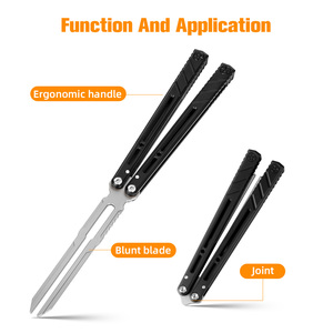 Cuchillo <span class=keywords><strong>Balisong</strong></span> de Alta Calidad con Mango de Aleación de Aluminio, Cuchillo Mariposa de Entrenamiento Delux, Cuchillo Mariposa Plegable de Acero al Carbono - Product Image 3