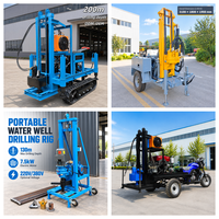 Petite foreuse remorquable de puits d’eau 200m, machine de forage de puits d’eau diesel 35HP avec pompe à boue