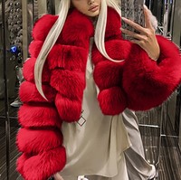 Manteau court à revers cranté pour femmes de style européen de luxe Veste en fausse fourrure de renard Parkas Laine Denim Peau de mouton Bouton Court