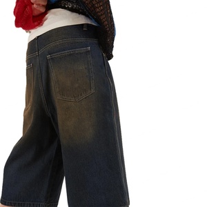 Pantalones Cortos de Mezclilla Personalizados Estilo Vintage, Lavado Oscuro, para Hombre, Holgados, Estilo Urbano, Jorts - Product Image 3