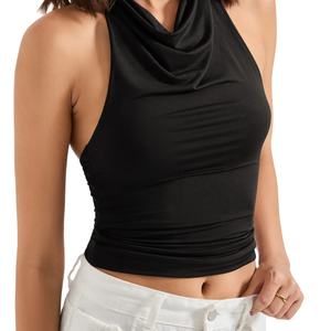 Débardeur doux style pastoral pour femme, col bénitier, dos nu et licou, hauts courts personnalisés pour femme - Product Image 4