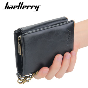 กระเป๋าสตางค์แบบสามพับสำหรับผู้ชาย Baellerry สีดำ หนัง PU พร้อมซิปใส่เหรียญ ช่องใส่บัตรเครดิต ใช้ได้ทุกวัน - Product Image 1