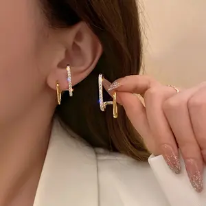 Hot selling new fashion high class diamond symplectic alloy earrings jewelry for women