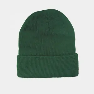 Wholesale low MOQ high quality acrylic blank colorful adults children warm winter hats custom logo olive green beanie hat