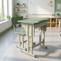 Ensemble table et chaise d'étudiant réglables en hauteur, mobilier moderne pour salle de classe et atelier, directement de l'usine, avec crochet métallique