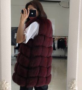 High Quality Natural White Fox Fur Gilet Coat Womens Long Fur Vest With Pockets Thick Warm Fluffy Fur <strong>Waistcoat</strong> for Winter - Product Image 4
