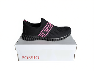 Scarpe Casual Sportive Slip-On da Uomo Possio, Nere, in Tessuto Fly Knit Traspirante, Suola in Gomma, per Tutte le Stagioni - Product Image 1