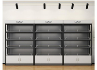 Meuble mural de présentation de maquillage en bois durable et de haute qualité, étagères à niveaux réglables, éclairage LED, boutique de beauté, parfums