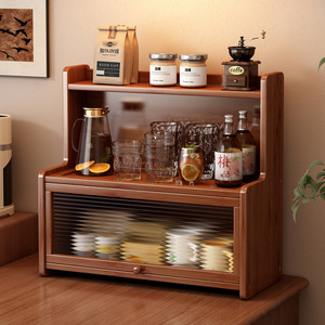 Estante de Almacenamiento de Madera de Múltiples Niveles con Cajón Antipolvo para Especias de Cocina y Organización de Escritorio, Tipo de 3 Pisos - Product Image 1