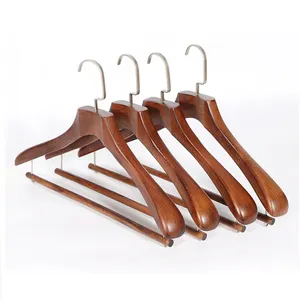 Custom Wooden Branded Coat Luxury Suit Pants Hanger Wood Hanger For Clothing Store