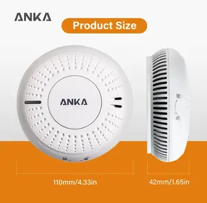 ANKA EN14604 อนุมัติ OEM ODM เครื่องตรวจจับควันที่เชื่อมต่อกัน RF433MHz เครื่องตรวจจับควันที่เชื่อมต่อระหว่างกันสัญญาณเตือนไฟไหม้